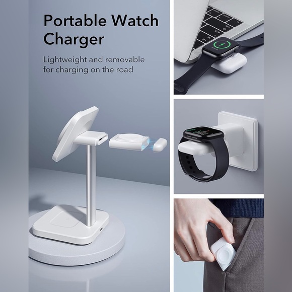 BNWB ESR 3-in-1 Wireless Charger Stand with MagSafe For IPhone Apple Watch White - Picture 11 of 12